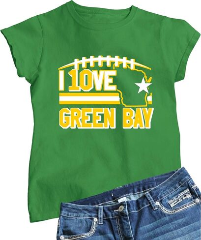 Go All Out I Love Green Bay Wisconsin Outline Mens Women Youth T-Shirt in Saudi Arabia