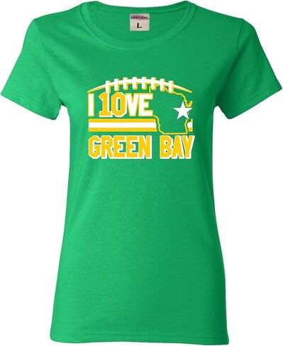 Go All Out I Love Green Bay Wisconsin Outline Mens Women Youth T-Shirt in Saudi Arabia