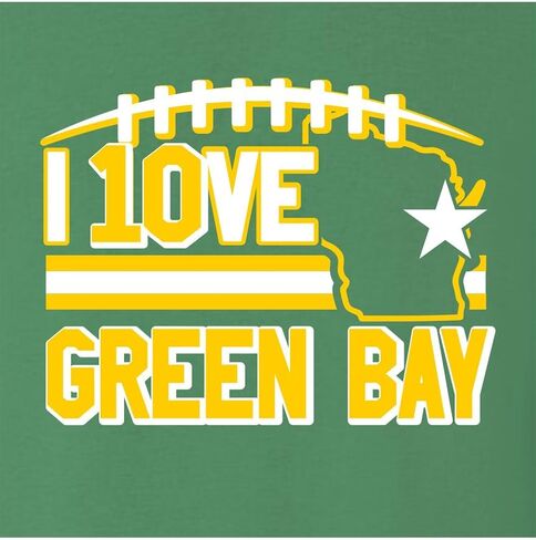 Go All Out I Love Green Bay Wisconsin Outline Mens Women Youth T-Shirt in Saudi Arabia