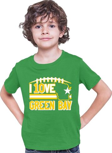 Go All Out I Love Green Bay Wisconsin Outline Mens Women Youth T-Shirt in Saudi Arabia