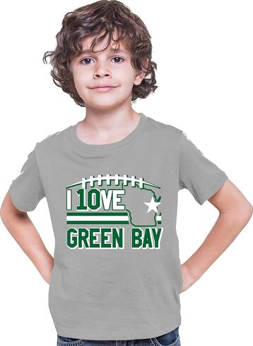 Go All Out I Love Green Bay Wisconsin Outline Mens Women Youth T-Shirt in Saudi Arabia
