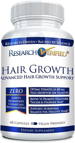 Research Verified Hair Growth Support - with Biotin, DHT Blockers & Vitamins - Hair Growth and Hair Loss Prevention, 1 Bottle (1 Month Supply) in Kuwait