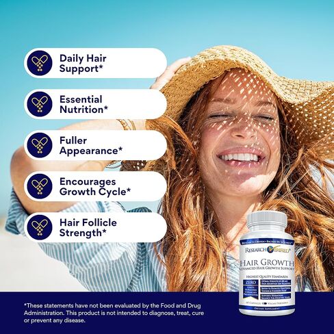 Research Verified Hair Growth Support - with Biotin, DHT Blockers & Vitamins - Hair Growth and Hair Loss Prevention, 1 Bottle (1 Month Supply) in Kuwait