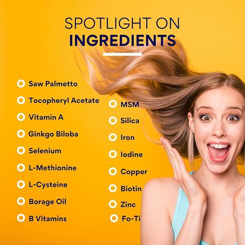 Research Verified Hair Growth Support - with Biotin, DHT Blockers & Vitamins - Hair Growth and Hair Loss Prevention, 1 Bottle (1 Month Supply) in Kuwait