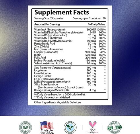 Research Verified Hair Growth Support - with Biotin, DHT Blockers & Vitamins - Hair Growth and Hair Loss Prevention, 1 Bottle (1 Month Supply) in Kuwait