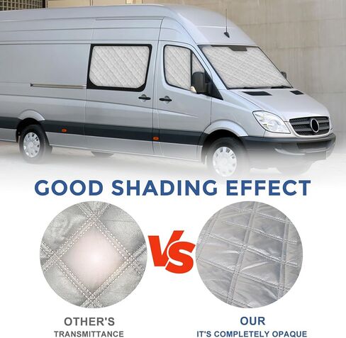 Sprinter Sun Shade 2006-2019 | تغطي نافذة شاحنة من 3 قطع مع العزل الحراري وحماية الأشعة فوق البنفسجية | ظلال نافذة السيارة (الزجاج الأمامي والأغطية الجانبية) in Kuwait