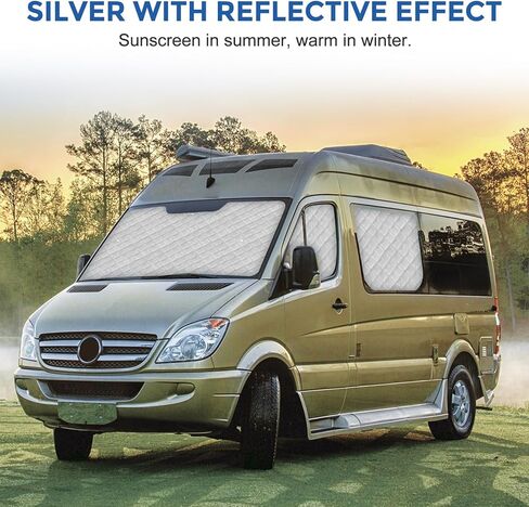 Sprinter Sun Shade 2006-2019 | تغطي نافذة شاحنة من 3 قطع مع العزل الحراري وحماية الأشعة فوق البنفسجية | ظلال نافذة السيارة (الزجاج الأمامي والأغطية الجانبية) in Kuwait