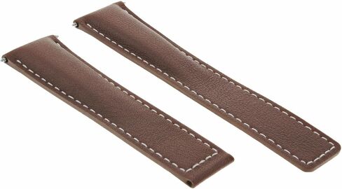 eWatchparts 19mm جلود ساعة حزام مع خياطة بيضاء متوافقة مع Tag Heuer Carrera Twin Time Brown in Saudi Arabia