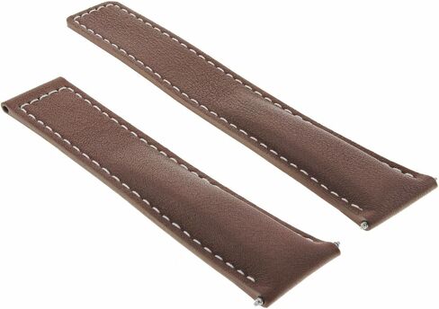 eWatchparts 19mm جلود ساعة حزام مع خياطة بيضاء متوافقة مع Tag Heuer Carrera Twin Time Brown in Saudi Arabia