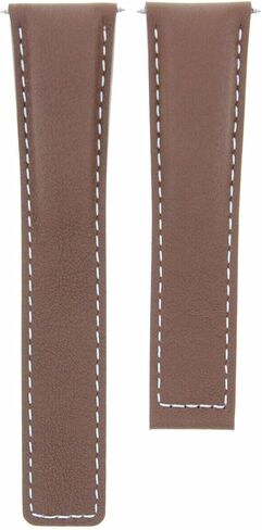 eWatchparts 19mm جلود ساعة حزام مع خياطة بيضاء متوافقة مع Tag Heuer Carrera Twin Time Brown in Saudi Arabia