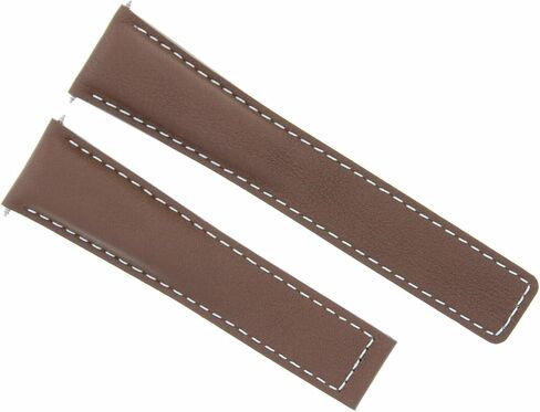 eWatchparts 19mm جلود ساعة حزام مع خياطة بيضاء متوافقة مع Tag Heuer Carrera Twin Time Brown in Saudi Arabia