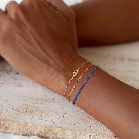 MEVECCO Gold Bracelet for Women 18K Gold Plated Handmade Stone Crystal Mixed Custom Beaded Charm Chain Bracelets Jewelry Gifts For Her in Saudi Arabia