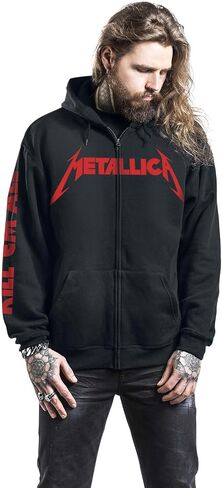 Metallica Men's Kill Em All Zip Up Hoodie Sweatshirt Black in Kuwait