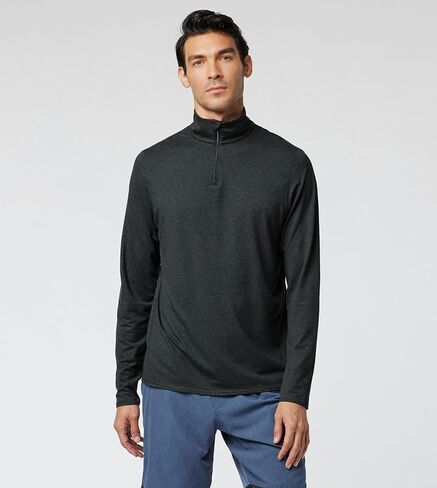 Velou Quarter Zip Pullover Men Lightweight Fleece مبطن طويل الأكمام الرياضية قميص الجولف غير الرسمي 1/4 Slotshirt in Saudi Arabia