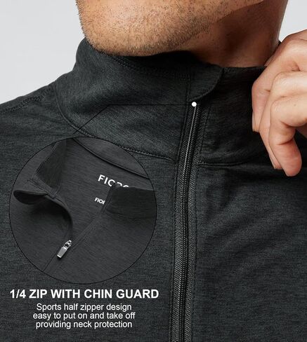 Velou Quarter Zip Pullover Men Lightweight Fleece مبطن طويل الأكمام الرياضية قميص الجولف غير الرسمي 1/4 Slotshirt in Saudi Arabia