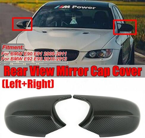 1 زوج M3 نمط الألياف الكربون الألياف الخلفية غطاء مرآة الجانبية غطاء مرآة ل BMW E90 E92 E93 LCI ABC غطاء مرآة الجانب الخلفي (أسود) in Saudi Arabia