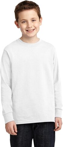 Port & Company Boys' Long Sleeve 54 oz 100% Cotton T Shirt in Saudi Arabia