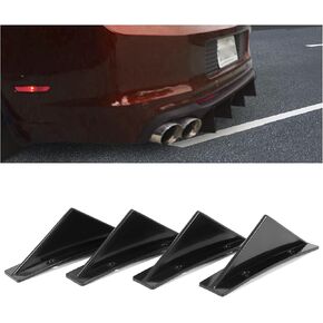 KUAFU 4Pcs Universal Rear Bumper Lip Splitter Diffuser Shark Fins Spoiler Trim Covers Decoration Set ABS Plastic Black in Saudi Arabia