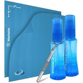 KINTER Cleaner & Repair Kit Cleaner & Repair Att-(2) 2oz من النظافة ، (2) قطعة قماش من الألياف الدقيقة وسلسلة مفاتيح المفاتيح للنظارات والنظارات الشمسية والعدسات والشاشات (مجموعة 5 قطع) in Kuwait