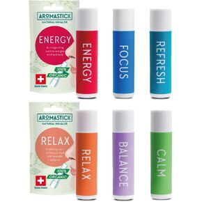 Aromatherapy Nasal Inhaler [Swiss Made] Organic Essential Oils Set Diffuser [ Portable Aromatherapy Stick] (6pcs All Star Pack (6 Kinds)) in Saudi Arabia