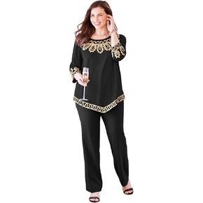 Catherines Women's Plus Size Pointed Hem Embroidered Top in Kuwait