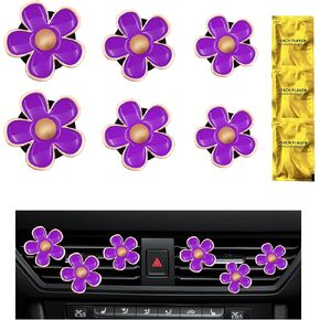 6pcs مقاطع تنفيس للسيارة ، زهرة ، شكل زهرة لطيف ، مقطع منفذ للهواء التلقائي ، مقطع مكيف الهواء ، سحر للنساء للبنات ، إكسسوارات سيارة ديكور داخلية (وردي) in Kuwait