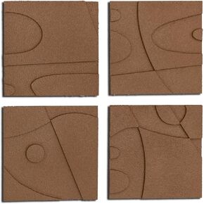 OIUYTOH Set of 4 Textured Plaster Wall Art 3D Relief Beige Wall Decoration Painting Handmade Geometric Abstract Shapes For Modern Home Living Room Bedroom Office Hotel 12 x 12 Inches x 4 Pieces in Kuwait