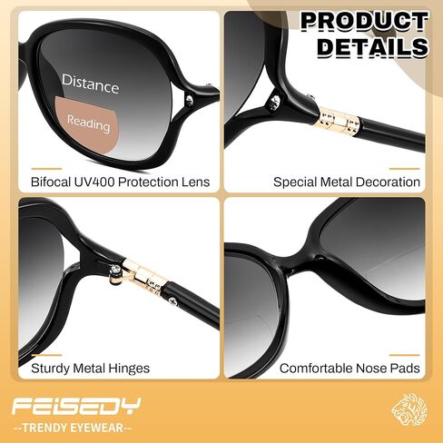 Feisedy Fashion Bifocal - نظارة شمسية للقارئ ، فراشة ، نظارات قراءة الضوء الأزرق - UV400 B0286 in Saudi Arabia