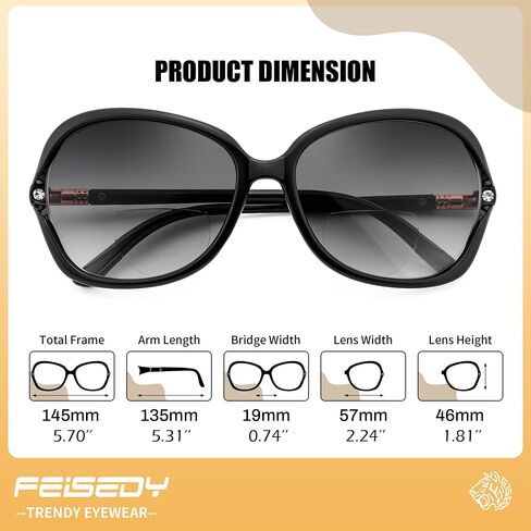Feisedy Fashion Bifocal - نظارة شمسية للقارئ ، فراشة ، نظارات قراءة الضوء الأزرق - UV400 B0286 in Saudi Arabia