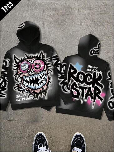 Soly Hux Men Grunge Punk Hoodies Streetwear Streetwear Long Sweeve Grosesshirts مع غطاء محرك السيارة in Saudi Arabia