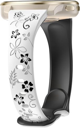Flower Engraved Slim Silicone Watch Bands Compatible with Garmin Vivoactive 6 /Vivoactive 5/3/3 Music, 20mm Thin Sport Soft Strap for Garmin Venu 2 Plus/Venu Sq/Forerunner 165/55/245 in Saudi Arabia