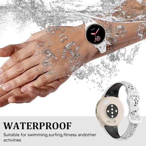 Flower Engraved Slim Silicone Watch Bands Compatible with Garmin Vivoactive 6 /Vivoactive 5/3/3 Music, 20mm Thin Sport Soft Strap for Garmin Venu 2 Plus/Venu Sq/Forerunner 165/55/245 in Saudi Arabia