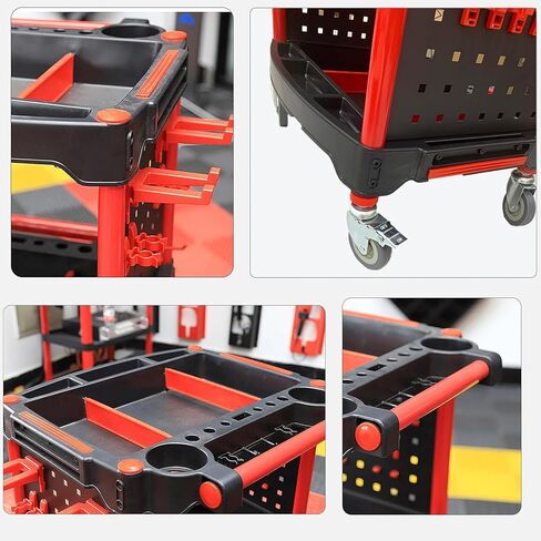 Auto Detailing Tool Cart with 2 Tool Hanging Board,3-Tier Utility Rolling Cart,Car Detailing Organizer for Garage DIY Home Studio Projects,Storing Your Tools in Kuwait
