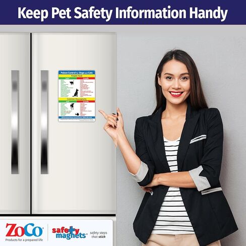 Safety Magnets by ZOCO – Safe & Toxic Foods and Plants for Dogs & Cats – 5"x7" Pet Safety Reference Magnet for Fridge – Dog & Cat Awareness Chart for Owners & Sitters in Saudi Arabia