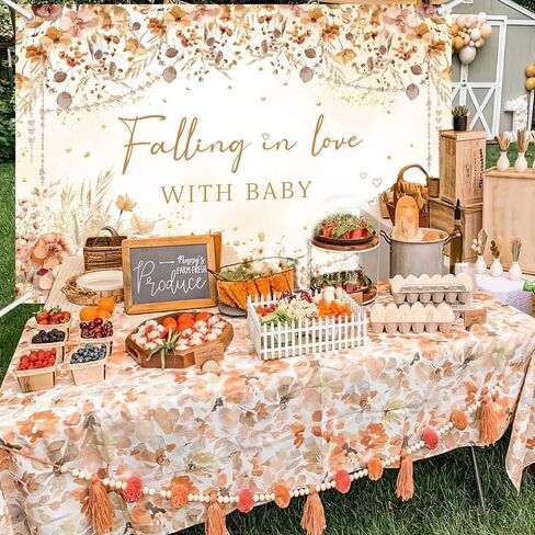 MEHOFOND Wildflower Fall Little Pumpkin لافتة دش الطفل، زخارف دش الطفل الأزهار الخريف، الوقوع في الحب مع لوازم حفلات الطفل التصوير الفوتوغرافي خلفية راية الصورة كشك الدعائم 5.9x3.6ft in Saudi Arabia