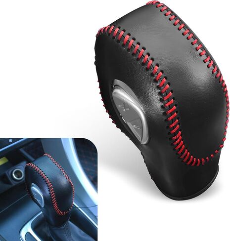 Downhill 1 PC Car Gear Shift Knob Cover, Anti-Slip Leather gear shift knob Protecto, Original Shift Knob Cover Decorative Accessories, Compatible with Ford Mondeo, Explorer, and Focu (Red) in Kuwait
