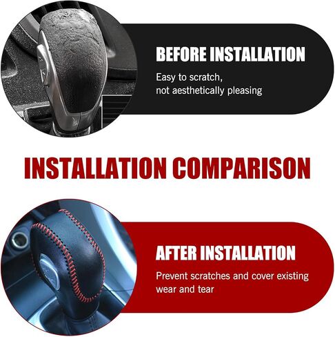Downhill 1 PC Car Gear Shift Knob Cover, Anti-Slip Leather gear shift knob Protecto, Original Shift Knob Cover Decorative Accessories, Compatible with Ford Mondeo, Explorer, and Focu (Red) in Kuwait