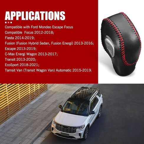 Downhill 1 PC Car Gear Shift Knob Cover, Anti-Slip Leather gear shift knob Protecto, Original Shift Knob Cover Decorative Accessories, Compatible with Ford Mondeo, Explorer, and Focu (Red) in Kuwait