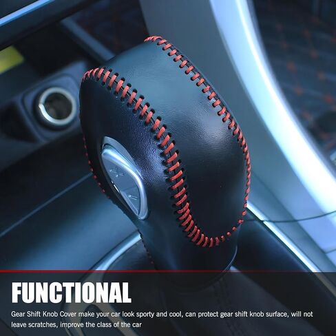 Downhill 1 PC Car Gear Shift Knob Cover, Anti-Slip Leather gear shift knob Protecto, Original Shift Knob Cover Decorative Accessories, Compatible with Ford Mondeo, Explorer, and Focu (Red) in Kuwait