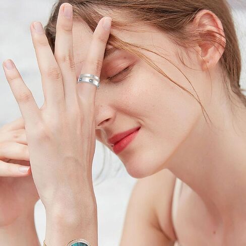 3PCS Love Friendship Ring Gold Ring Sets for Women Stainless Steel Wedding Statement Thumb Ring 18K Gold Silver Rose Plated Cubic Zirconia Rings Jewelry Gifts for Her in Kuwait