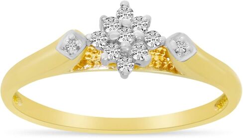 10K Yellow Gold Diamond Cluster Ring in Kuwait