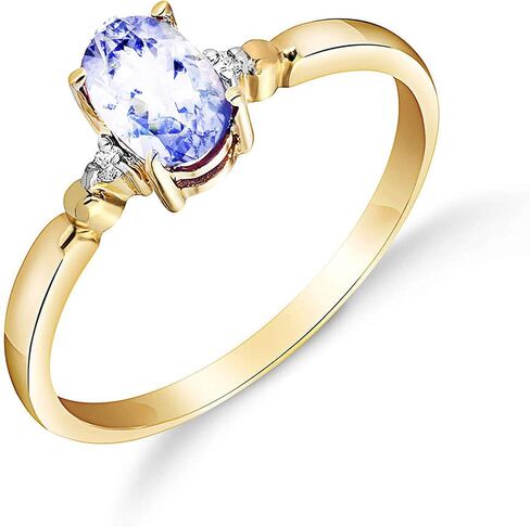 Galaxy Gold GG 14k أصفر ، أبيض ، خاتم ذهبي وردي مع الماس الطبيعي والتنزانيت in Kuwait