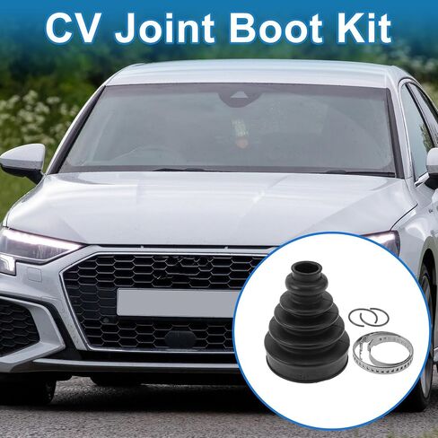 CV Joint Boot Kit No.3Q0498201 W/Clamps Constant Velocity Joint Boot for Audi A3 2010-2013 2015-2016 for Audi Q3 15-18 Rubber Black Strong Durable in Saudi Arabia