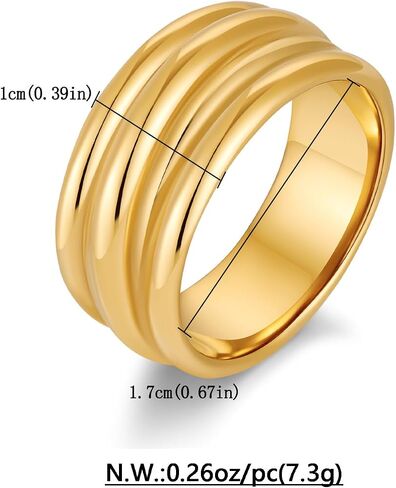 Chunky Gold Rings For Women Trendy Statement Gold Ring Elegant Wedding Ring Dainty Jewelry Gift for Wife, Girlfriend, Mom Hypoallergenic, Nickel-Free - Anniversary, Birthday, Mother’s Day in Saudi Arabia