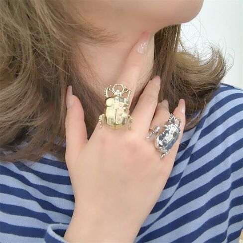DTJA VINTAGE BEETLE ENSECT RISE RING للنساء رجال قابلة للتعديل قابلة للتوسيع عثة حيوان هالوين على نطاق واسع حلقات الفرقة الراحة in Kuwait