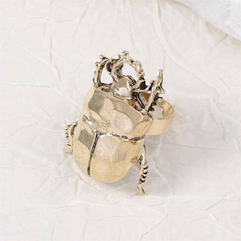 DTJA VINTAGE BEETLE ENSECT RISE RING للنساء رجال قابلة للتعديل قابلة للتوسيع عثة حيوان هالوين على نطاق واسع حلقات الفرقة الراحة in Kuwait