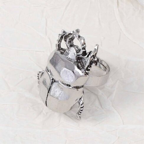 Dtja Vintage Beetle Insect Statement Ring for Women Men Adjustable Expandable Pest Moth Animal Halloween Wide Wrap Band Rings Comfort Fit Creative Holiday Jewelry in Saudi Arabia