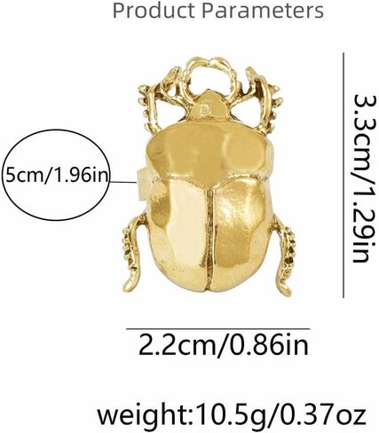 DTJA VINTAGE BEETLE ENSECT RISE RING للنساء رجال قابلة للتعديل قابلة للتوسيع عثة حيوان هالوين على نطاق واسع حلقات الفرقة الراحة in Kuwait