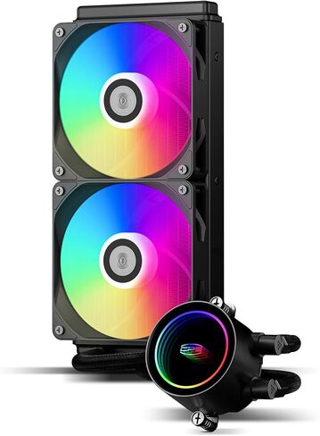 PCCooler CPS DA240 ARGB AIO CILLER COWNER ، 240 مم بارد وحدة المعالجة المركزية مع مراوح ARGB مزدوجة ، سرعة مضخة عالية الأداء 3000 دورة في الدقيقة ، وفعالية 240 مم AIO مبرد لألعاب الكمبيوتر الأبيض in Kuwait