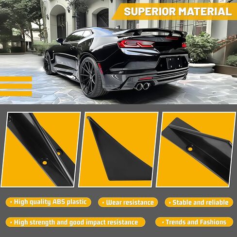 Kuafu 4pcs Universal خلفية خلفية الصدمات الفخامة شفة الناشر زعانف القرش أغطية المفسد أغطية الزخرفة مجموعة ABS بلاستيك أسود in Saudi Arabia
